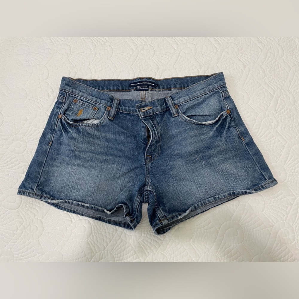 Polo Ralph Lauren Shorts Womens 8 Blue Jean Denim Pony Embroidered Vintage